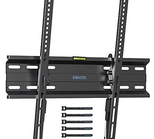 BONTEC Soporte TV Pared para 23-55 Pulgadas Inclinable Ultradelgado Television de LED/LCD/Plasma, Carga Máx. 45kg, Máx VESA 400x400 mm Incluye 5 Bridas para Cables