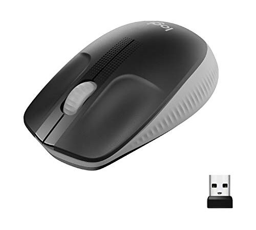 Logitech Ratón Inalámbrico M190, Diseño Curvo Ambidiestro, Batería 18 Meses con Modo Ahorro, Receptor USB, Cursor y Desplazamiento Preciso, Rueda de Desplazamiento Amplio, Gris