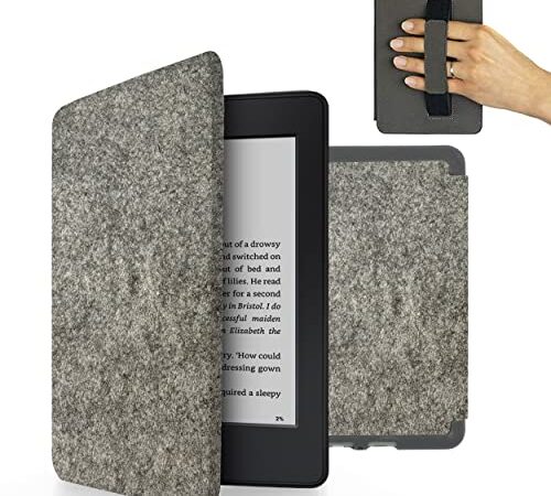 MyGadget Funda Fieltro para Amazon Kindle Paperwhite 10ª Generación 2018 ( PQ94WIF ) - Case E-Reader / Ebook - Carcasa Agarre elástico y Tapa Magnética Gris