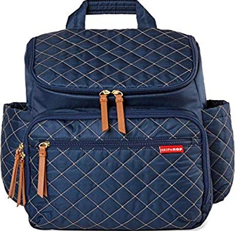 Skip Hop Mochila para pañales: Forma, bolsa de viaje multifunción con cambiador y accesorio para cochecito, color azul marino