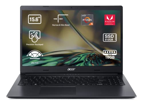 Acer Aspire 3 A315-23 - Ordenador Portátil 15.6” Full HD LED (‎AMD Ryzen 5 3500U, 16GB RAM, 512GB SSD, UMA Graphics, Sin Sistema Operativo) Negro - Teclado QWERTY Español