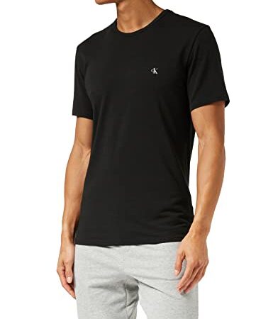 Calvin Klein S/S Crew Neck 2Pk Camiseta de Manga Corta, Black/Grey Heather, XL (Pack de 2) para Hombre