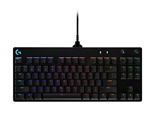 Logitech G PRO TKL Teclado Gaming Mecánico sin teclado numérico, Teclas GX-Clicky Azules, RGB LIGHTSYNC, Diseño portátil para esports, Cable Micro USB Desmontable, Disposición QWERTY US - Negro