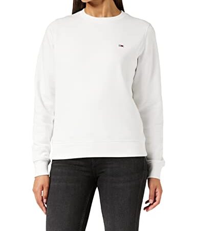 Tommy Hilfiger Tjw Regular Fleece C Neck Suter, Blanco (White), L Mujer