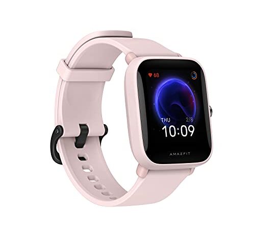 Amazfit Bip U Smartwatch Fitness Reloj Inteligente 60+ Modos Deportivos 1.43" Pantalla táctil a Color Grande 5 ATM (SpO2) Oxígeno en Sangre Frecuencia Cardíaca Rosado