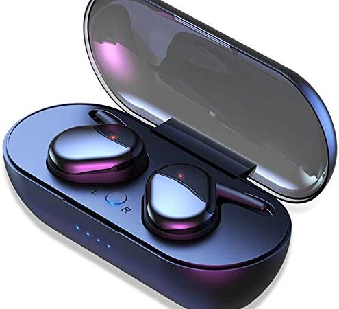 Inalámbricos Bluetooth, Auriculares Bluetooth Deportivos IPX7 Impermeable, Control Táctil, In-Ear Cascos Bluetooth Inalámbricos con Microfono Dual y Caja de Carga para