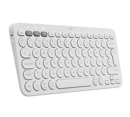 Logitech K380 Teclado Inalámbrico Multi-Dispositivo para Windows/Apple iOS/Android/Chrome, Bluetooth, Diseño Compacto, PC/Mac/Portátil/Smartphone/Tablet/Apple TV, Disposición QWERTY Español - Blanco