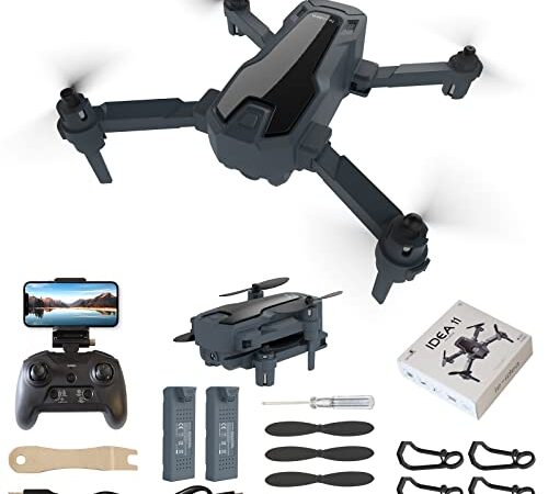 Mini Drone con Camara 1080P para Niños/Adolescente Adultos, IDEA11 2.4GHz WiFi FPV Dron, Posicionamiento de Flujo óptico, Cámaras Dobles, 68g Quadcopter Plegable para Principiantes, con 2 Baterías