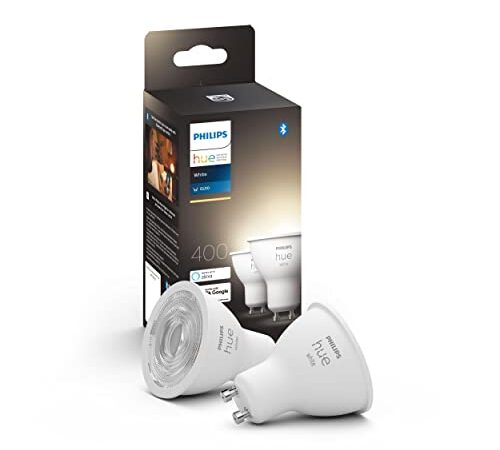 Philips Hue - Bombilla inteligente, GU10, Luz cálida regulable, 5.2W, Compatible con Alexa y Google Home - Pack de 2 Bombillas LED inteligentes