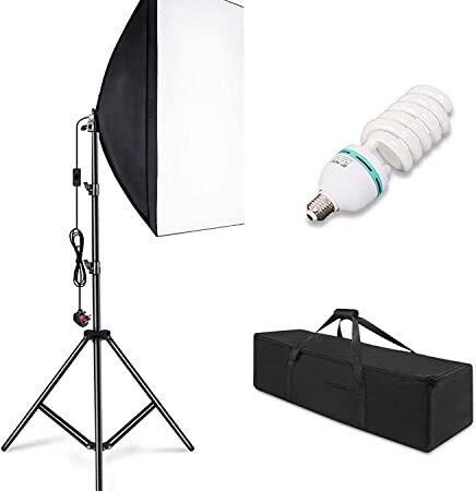 Softbox, Kit de Iluminación para Fotografía, Foco para Fotografía 1x50x70cm con 85W 5500K para Iluminación en Vivo, Estudio de Fotografía y Video