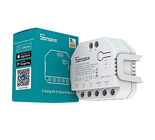 SONOFF DUALR3 Interruptor Inteligente de 2 Canales-Interruptor WiFi del Medidor de Potencia, Interruptor Inteligente para Persianas y Garaje, 3 Modos de Trabaj,Funciona com Alexa e Google Home,3300w