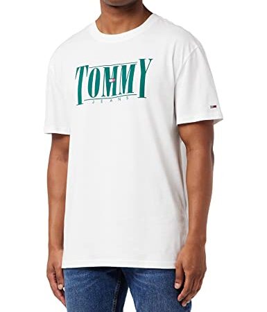 Tommy Hilfiger Camiseta TJM CLSC Essential Serif S/S, White, L para Hombre