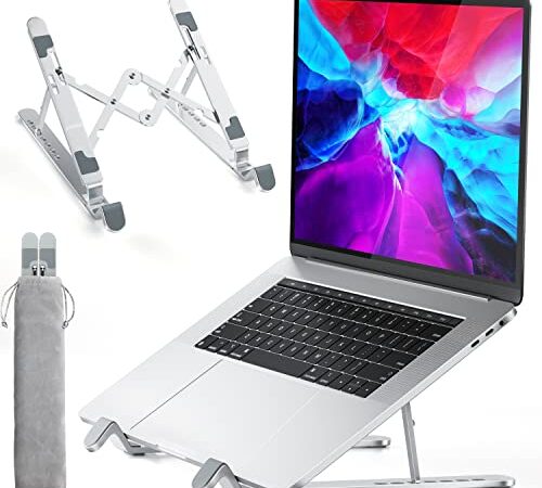 APMIEK Soporte Portatil Aluminio 7 Niveles Ajustables, Soporte para Portatil Soporte Ordenador Portátil Estable Laptop Stand Elevador Portatil para MacBook Air/Pro,DELL,HP, 10-15.6 Pulgadas