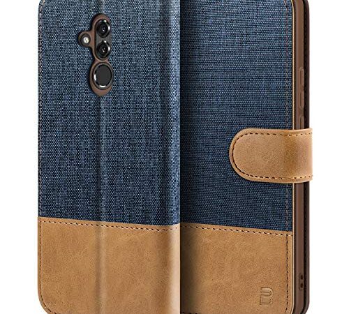 BEZ Funda Huawei Mate 20 Lite, Carcasa para Huawei Mate 20 Lite Libro de Cuero con Tapas y Cartera, Cover Protectora con Ranura para Tarjetas y Billetera, Cierre Magnético, Azul