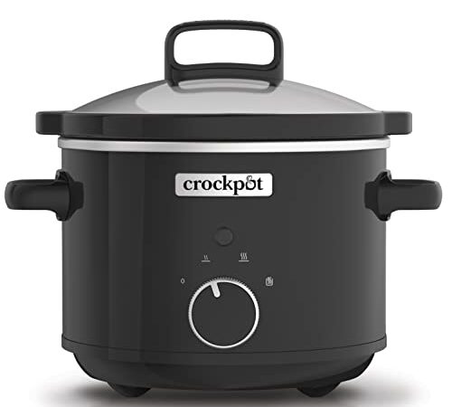 Crockpot Olla de cocción Lenta Manual | Para preparar todo tipo de recetas | óptimo si cocinas para ti solo o para dos | 2,4 L | Acero Inoxidable, Negro [CSC046X]