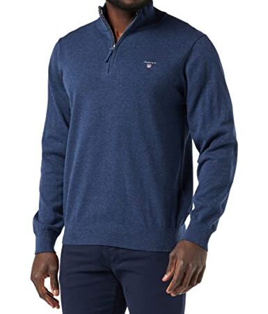 GANT Classic Cotton Half Zip Sudadera, Dark Jeansblue Melange, XL para Hombre