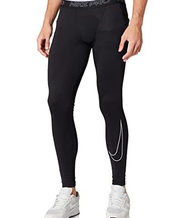 NIKE M NP DF Tight Leggings, Black/White, L Mens