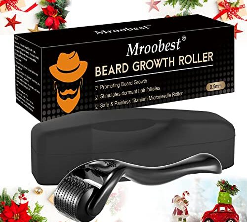 Rodillo Barba, Beard Roller, Rodillo Barba Crecimiento, 0.5mm Rodillo para el Crecimiento de la Barba, Estimular el Crecimiento de la Barba y el Vello