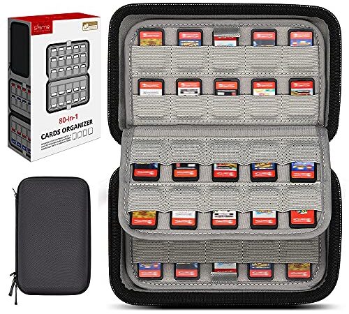 sisma Funda rígida para 80 Cartuchos de Juego Switch o Tarjetas SD - Estuche con Alta Capacidad para organizar y Guardar Juegos - Negro