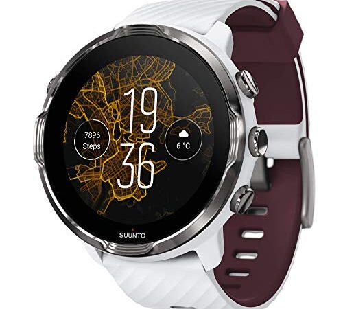 Suunto 7 GPS Sport Smartwatch con Wear OS by Google, Blanco/borgoña