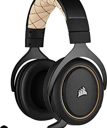 Corsair HS70 PRO Wireless - Auriculares para juegos, hasta 12 metros de alcance inalámbrico, compatibles con PC y PS4, sonido envolvente 7.1 solo disponible en PC, Color Crema (EU)