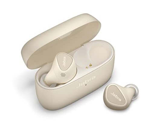 Jabra Elite 5 True Wireless Auriculares Bluetooth Inalámbricos con Cancelación Activa de Ruido (CAR) Híbrida, 6 Micrófonos, Ajuste Ergonómico y Altavoces de 6 mm - Hechos para iPhone - Beige Oro