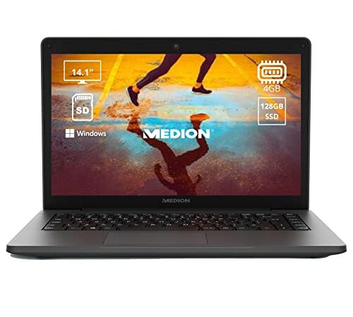 MEDION Ordenador Portátil 14 Pulgadas  i3 1005G1 Intel, SSD 128GB, RAM 4GB, Windows 10, Akoya MD62157