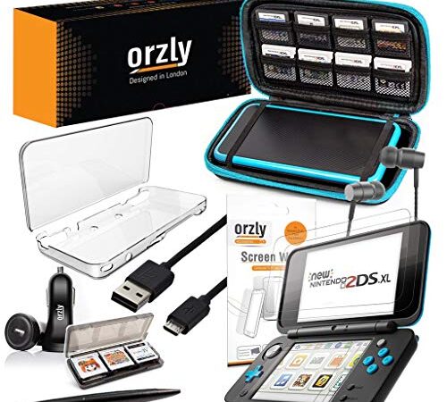 Orzly Accesorios 2DSXL, Pack New Nintendo 2DS XL [Paquete Incluye: Cargador de Coche/Cable USB/Funda para Consola/Fundas para Cartuchos y más…] (Véase descripción para más información)
