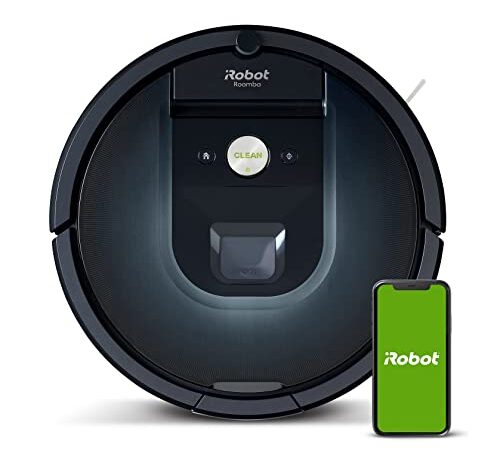 Robot aspirador Wi-Fi iRobot Roomba 981 - 2 cepillos goma multisuperficie - Mascotas -Recarga y reanuda -Sugerencias personalizadas -Compatible asistente voz y Coordinación Imprint -Más potencia, Azul