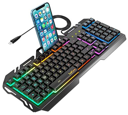 Teclados Gaming, TedGem Teclado Gaming, Teclado USB, Teclado Gaming PS4 LED Retroiluminado con Cable USB, Teclado para PC / Laptop / PS4 / Xbox One (Teclados Español, Negro)