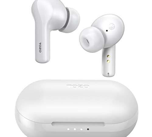 TOZO A2 Mini Wireless Earbuds Bluetooth 5.3 en el oído Auriculares inalambricos livianos Micrófono incorporado, IPX5 a prueba de agua, Sonido premium Auriculares de conexión de larga distancia, Blanco