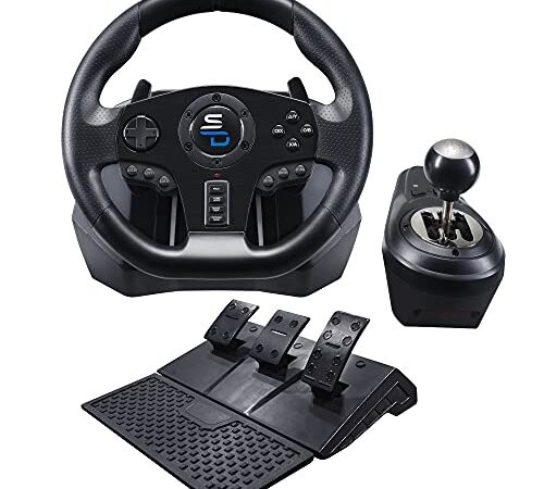 Volante de carreras Superdrive Gs850-X con palanca de cambios manual, 3 pedales, paletas de cambio para Xbox Series X, PS4, Xbox One (programable para todos los juegos)