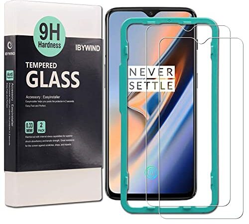 IBYWIND Protector de Pantalla para OnePlus 6T [2 Piezas],con Atrás Pegatina Protectora Fibra de Carbono,Incluyendo Kit de instalación fácil