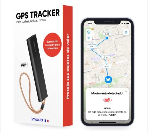 Localizador GPS Invoxia sin Tarjeta SIM - Alerta Antirrobo en Tiempo Real y Gran Autonomía – Suscripción Incluida – Seguimiento Coche, Moto, Scooter, Bolso, Niños, Personas Mayores, Objetos de Valor