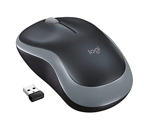 Logitech M185 Ratón Inalámbrico, 2.4GHz con Mini Receptor USB, Batería de 12 Meses, Seguimiento Óptico con Resolución de 1000 dpi, Ambidiestro, Compatible con PC, Mac, Portátil - Gris