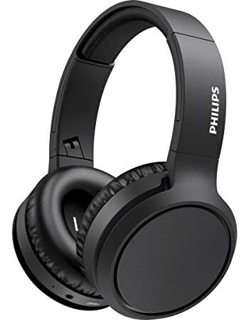 Philips Auriculares Inalámbricos de Diadema con Micrófono/Bluetooth, Aislamiento de Sonido, 29h de Reproducción, Carga Rápida/Cascos Inalámbricos Philips H5205BK/00