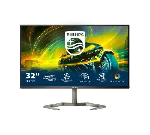 Philips Gaming 32M1N5800A - 32 Pulgadas 4K Monitor, 144Hz, 1ms GTG, IPS, Smart Image HDR, Altavoces, Altura Ajustable, USB Hub (3840 x 2160 @ 144Hz, HDR 400, HDMI 2.1 / DP 1.4 / USB 3.2)