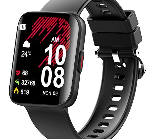 Reloj Inteligente Mujer Hombre, 1.69” Smartwatch Impermeable IP68 Reloj Deportivo con 22 Modos Deporte Pulsera Actividad, Pulsómetro Monitor de Sueño Podómetro Caloría Reloj Deportivo para Android iOS