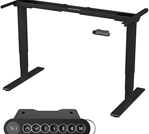 Tablakala Standing Desk - Escritorio Elevable, Ajustable en Altura 62 a 127cm - Escritorio Ordenador eléctrico, con 2 Motores y 4 Posiciones de Memoria - Mesa Elevable para Trabajar Sentado y de pie