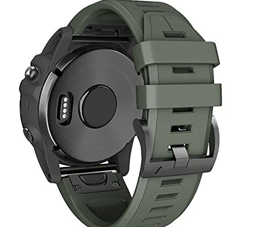 ANBEST Pulsera de Silicona Compatible con Garmin Fenix ​​5/Fenix ​​6 Correa, Brazalete de Liberación Rápida Para Fenix ​​5 Plus/Fenix ​​6 Pro/Forerunner 935/945, Ejercito verde