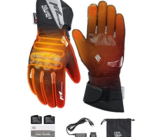 Guantes Calefactables Moto,Guantes Calefactables Homologados para Hombre y Mujer,7.4V 2500mAh,Guantes con Calefacción Impermeables con Batería Recargables Pantalla Táctil,Funciona hasta 3-8 Horas