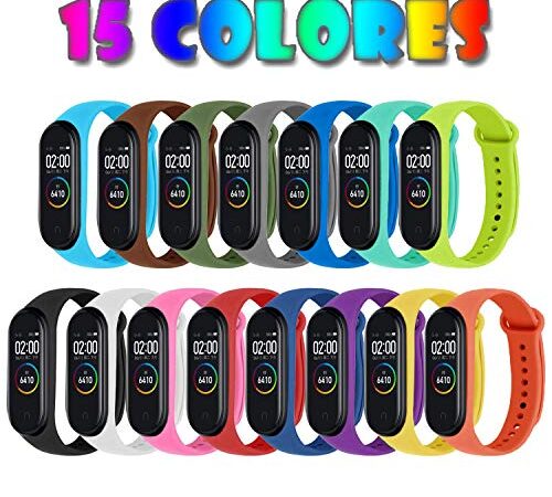 Monuary 15 Piezas Correas para Xiaomi Mi Band 4 / Mi Band 3 Pulsera Reloj Silicona Banda para Xiaomi Mi Band 4 Reemplazo - 15 Colores