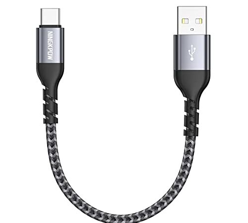 NINGKPOW Cable USB C Corto 50CM 3.1A Cable USB Tipo C Carga Rápida Nylon Carga Cable Cargador USB C para Samsung Galaxy S22 S21 S20 S10 S9 Note20, Huawei P50 P40 P30, Redmi Note 11 10, Gris