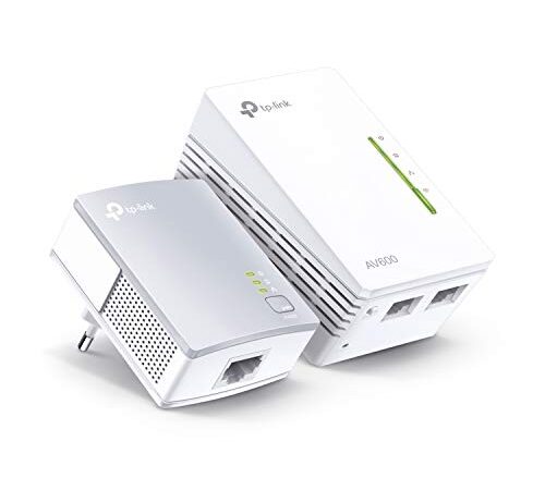 TP-Link TL-WPA4220 KIT - 2 Adaptadores de Comunicación por Línea Eléctrica (WiFi AV 600 Mbps, Extensor, Repetidores de Red, Amplificador y Cobertura Internet, 3 Puertos, Cable Ethernet), Color Blanco