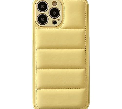 Funda de teléfono con Chaqueta de plumón 3D de Color sólido para iPhone 13 14 11 12 Pro MAX X XR XS MAX, Funda Protectora de Silicona Suave para cámara, Amarillo, para iPhone 12 Pro