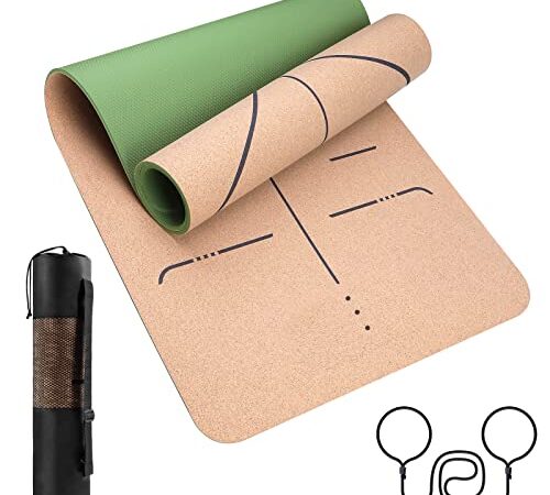 Generic Esterilla Yoga Antideslizante Colchoneta, Esterilla Deporte Antideslizante Ecológica y Natural de 183x65cm, 6mm de Grosor para Pilates,Fitness