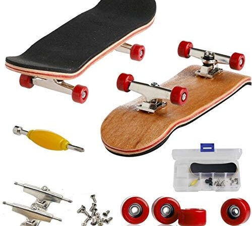Mini Diapasón, Patineta de Dedos Profesional Maple Wood DIY Assembly Skate Boarding Toy Juegos de Deportes Regalo para Niños (Rojo)