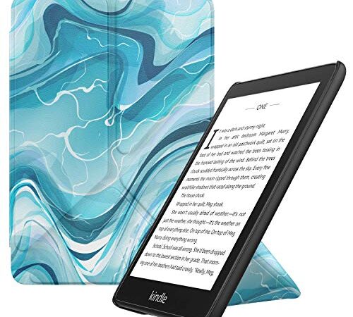 MoKo Funda para Kindle Paperwhite 10ª Generación (Modelo 2018) 6", Delgada Estuche con Soporte Origami con Auto Sueño/Estela para Kindle Paperwhite E-Reader 10ª Gen 2018 - Azul Acuarela