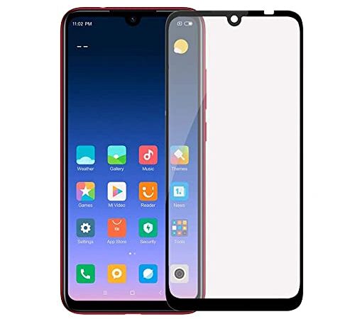 Movilrey Protector para Xiaomi Redmi Note 7 Negro Completo 3D Cristal Templado de Pantalla Vidrio Curvo para movil