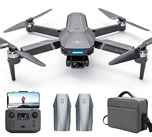 Teeggi KF101 MAX Drones con Cámara 4K HD EIS, 5km Distancia Control, 3 Ejes Cardán, GPS Retorno Inteligente, Sígueme Modo, Profesional FPV Quadcopter RC Drone (2 Pilas)